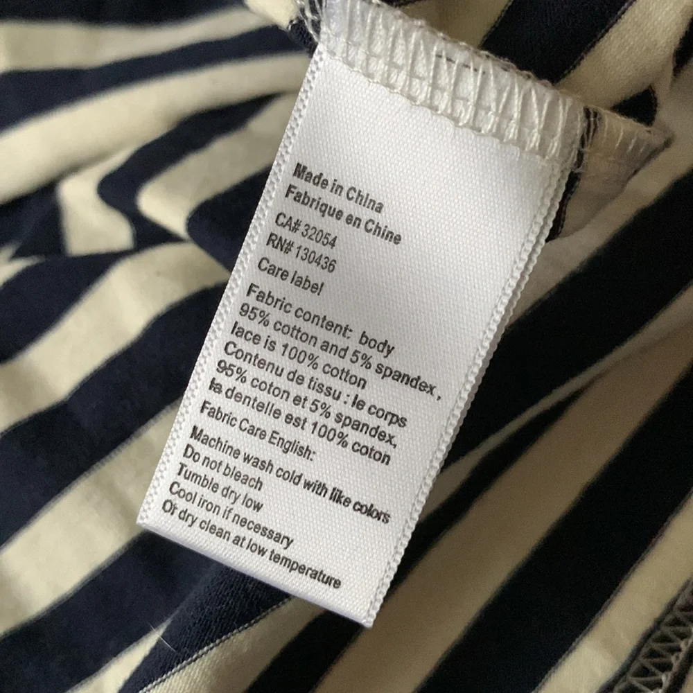 Lili’s Closet Navy & Ivory Striped Tank with Crocheted Collar - Picture 4 of 4